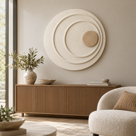 Soft Orbit Wall Art in a styled room