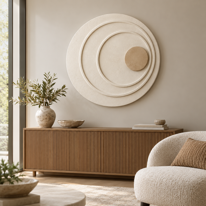 Soft Orbit Wall Art in a styled room