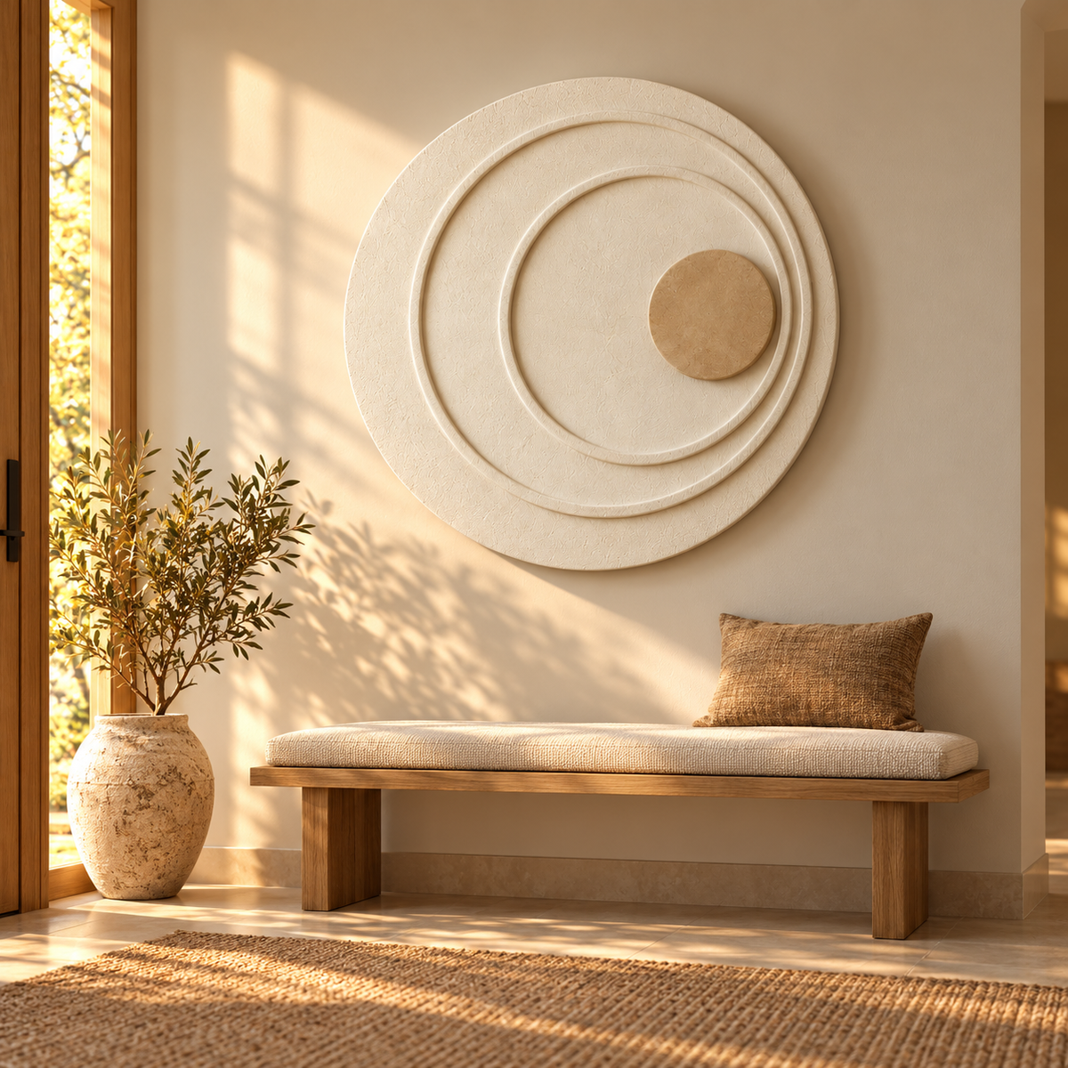 Soft Orbit Wall Art — illustrative entryway setting
