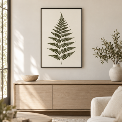 Fern Silhouette Wall Art styled above a console