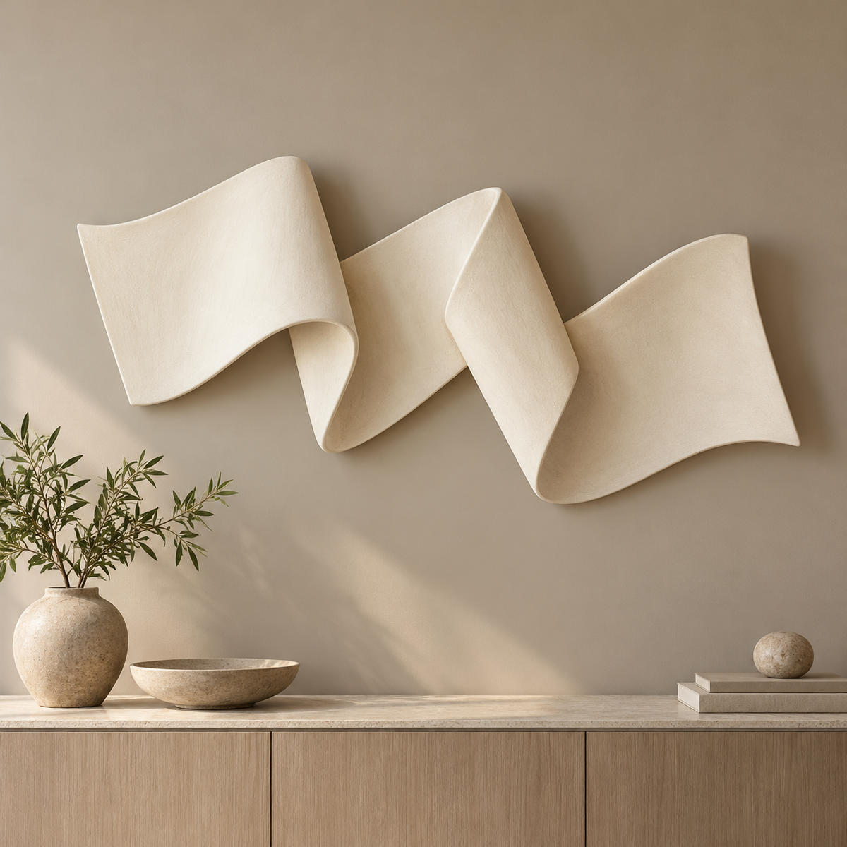Lunverol sculptural wall accent 014, styled interior view